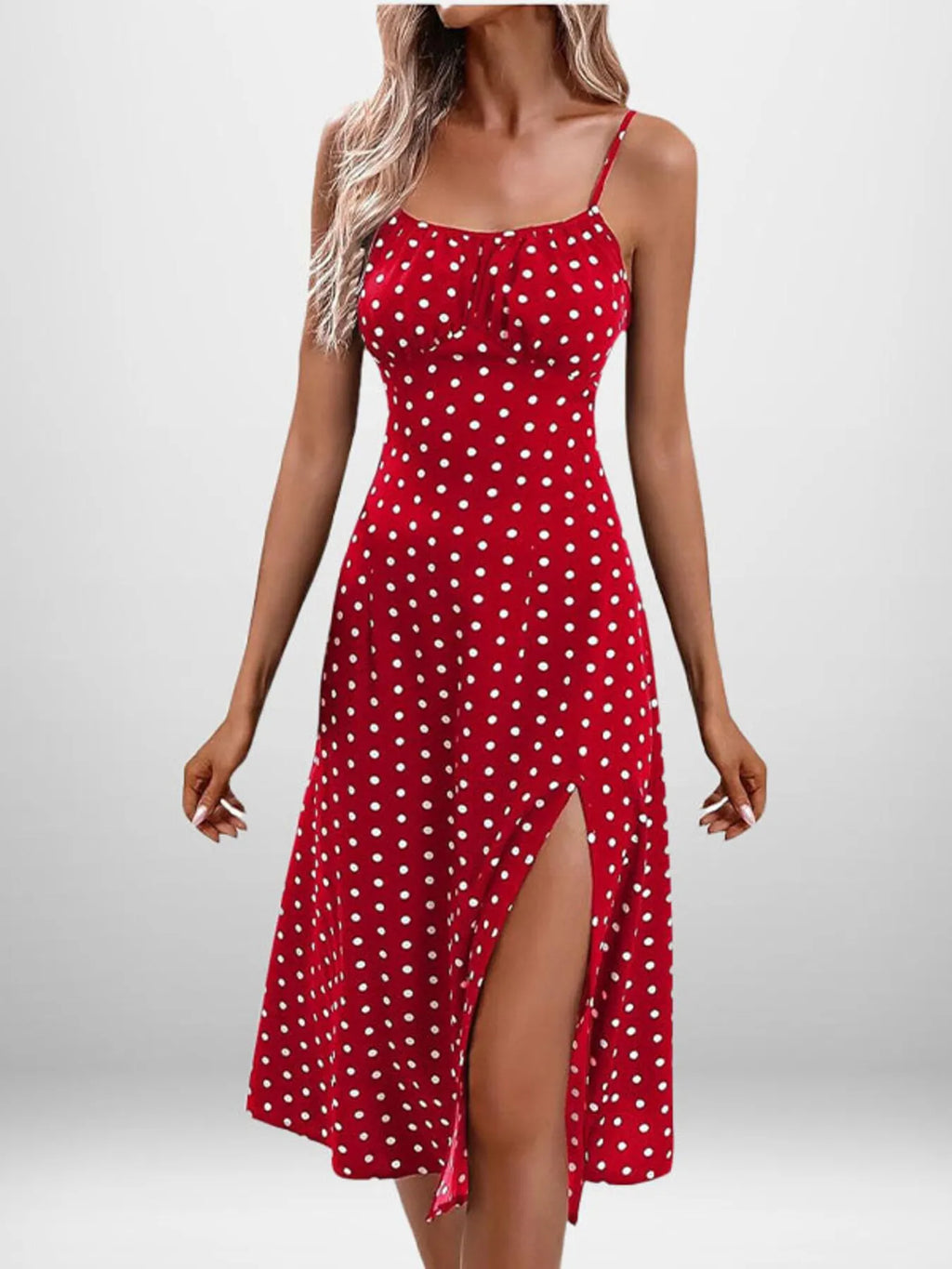 Cami Midi Dress Floral Polka Dot Printed Side Slit Tied Strappy Dresses Red Floral e4693803bcae4cb28990e3566ad69695-Max-Origin Trendsi