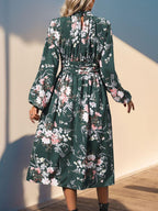 Midi Dress Floral Ruched Printed Mock Neck Long Sleeve e47eaf2b-7866-47c3-a71c-24c6b2f11661-Max Trendsi