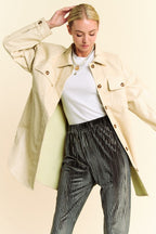 Davi & Dani Jacket Faux Leather Beige Button Up with Chest Pockets e482044a-7ba0-4b8a-82b7-86dc2d252779-Max Trendsi