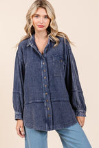 Mittoshop Textured Shirt Dark Navy Collared Neck Long Sleeve with Pocket e487f024-ef95-4da6-950b-4d2862493ad5-Min Trendsi