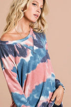 BiBi Tie Dye Womens Sweatshirt French Terry Pullover with Front Stitching Detail e4c1df0eadd949dfb1aece18ec55f53a-Max-Origin Trendsi