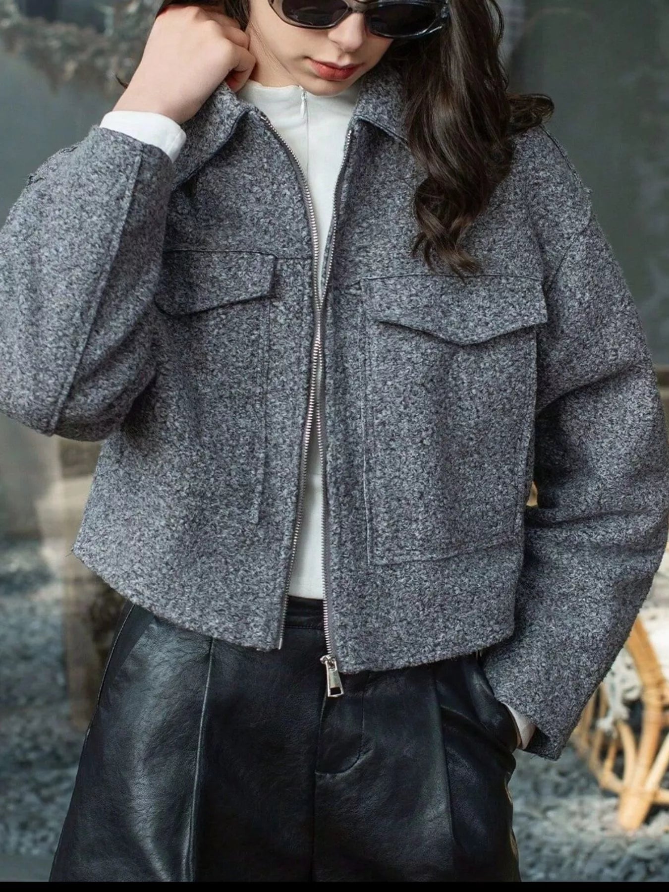 Womens Cropped Jacket Zip Up Long Sleeve Casual Fashion with Front Pockets e4dec9b2-1977-4e21-8385-e4afb96710b2-Max-Origin Trendsi