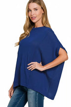Zenana Womens Knit Top Light Navy Drop Shoulder Short Sleeve Oversized e4f5bb16-3f28-4b87-9a4f-2431cbbaeda8-Max-Origin Trendsi