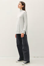 Be Cool Tunic Top Light Gray Women Side Slit Mock Neck Long Sleeve Basic Style e4f7b684-22ca-47ee-b82c-602a6ddee5ae-Max Trendsi