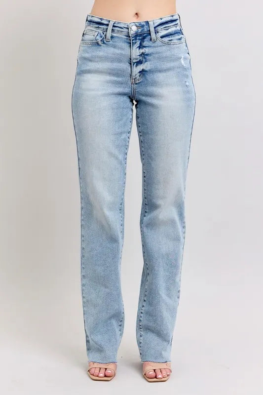 Judy Blue Plus Size Mid Rise Light Wash Dad Jeans