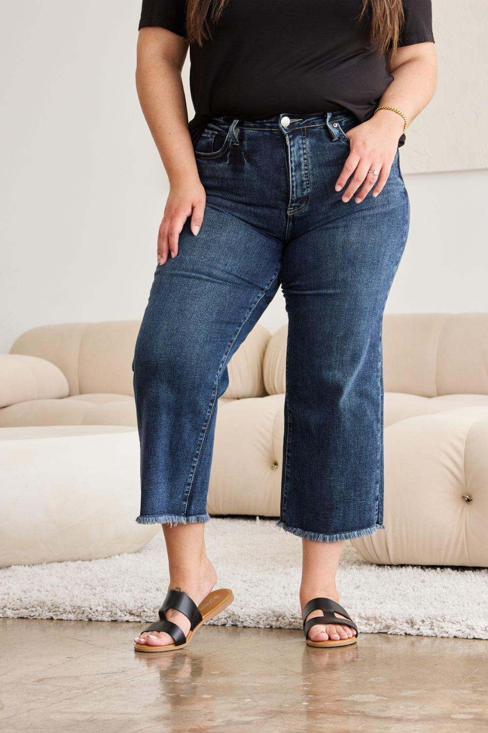 Plus Size Tummy Control High Waist Raw Hem Jeans Denim Pants e5187fa3-12d3-4327-8b2c-ba72e48f93c1-Max Trendsi