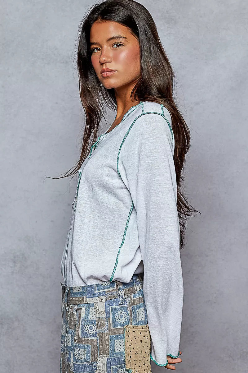 POL Womens T-shirt Round Neck Long Sleeve Top with Contrast Stitching Off White e51b9304-1065-4f5b-b241-2bc6b86c9659-Max-Origin Trendsi