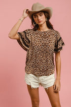 Bibi Leopard Print Blouse Crochet Trim Short Sleeve Top e5261a1d-4d0a-48df-ae45-f458e085ff05-Min Trendsi