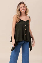 BiBi Cami Top Popcorn Waffle Black Knit with Buttoned Front Oversized e5596fe1c0ff409baafef4f069634831-Max-Origin Trendsi