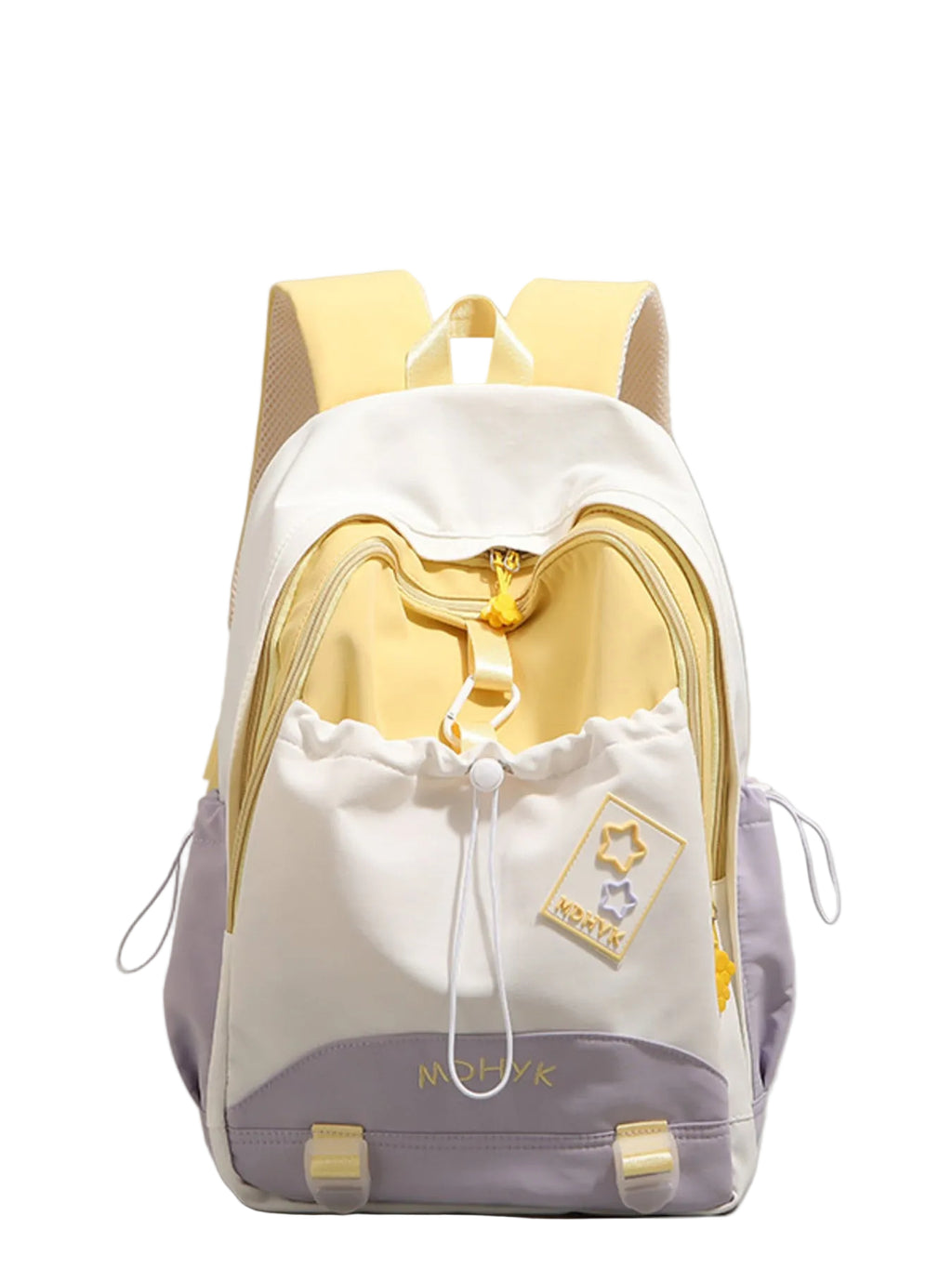 Color Block Drawstring Backpack Bag – Medium Nylon, Imported, 17.3 x 11 Inches
