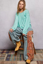 POL Round Neck Long Sleeve Exposed Seam Top with Chest Pocket e59aaef8-5931-4058-a20c-2a7640458adf-Max-Origin Trendsi