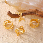 18K Gold-Plated Ring Crisscross Design Titanium steel e5bc5e99-ea06-4931-938f-58089c187514-Max Trendsi