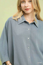 Umgee Women Shirt Oversized Striped Denim Blue Long Sleeve Top e5c1e472-e11e-4d34-af7f-394a9fe7458b-Max-Origin Trendsi