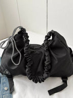 Womens Shoulder Crossbody Bag Casual Ruched Oxfrod Fabric Black Handbag e5c4e795-bfdc-450b-adf9-00b4d7adf3d2-Max-Origin Trendsi