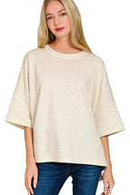 Zenana Women's Scuba Fabric Round Neck Top with Side Slits