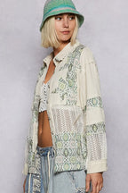 POL Shirt Gum Leaf Printed Crochet Patchwork Button-Up Long Sleeve Top e5ed6841-24e4-48ee-8b41-ea8d8454cd2d-Max-Origin Trendsi