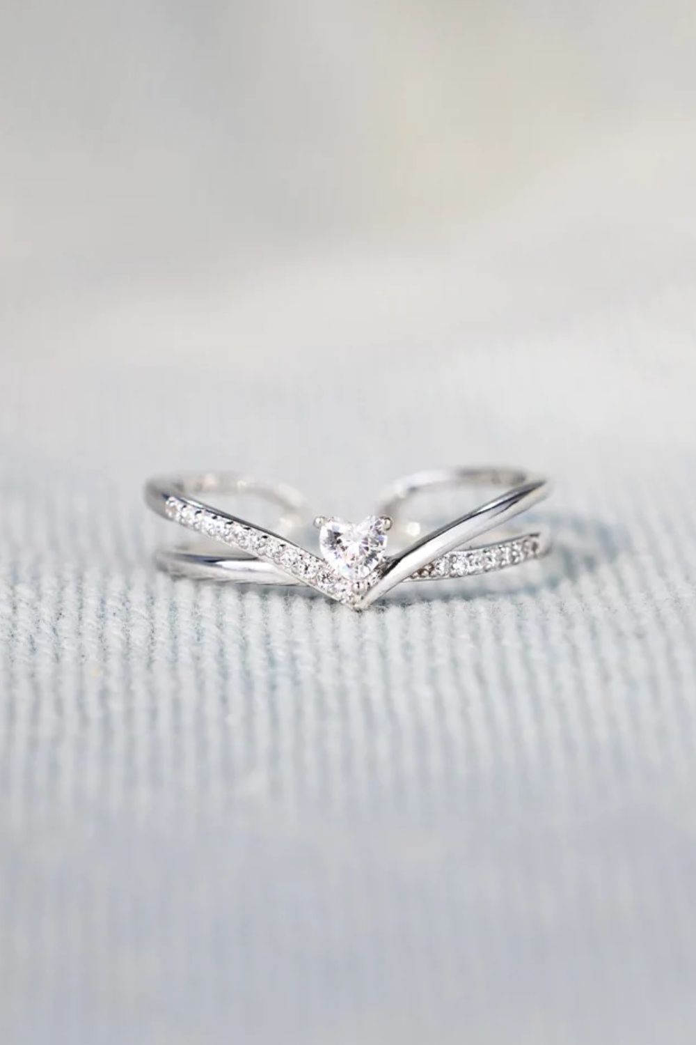 Inlaid Zircon Heart Open Ring 925 Sterling silver Adjustable Jewelry e5f9d58a-9221-49bd-ab05-4f31eb7b879c-Max Trendsi