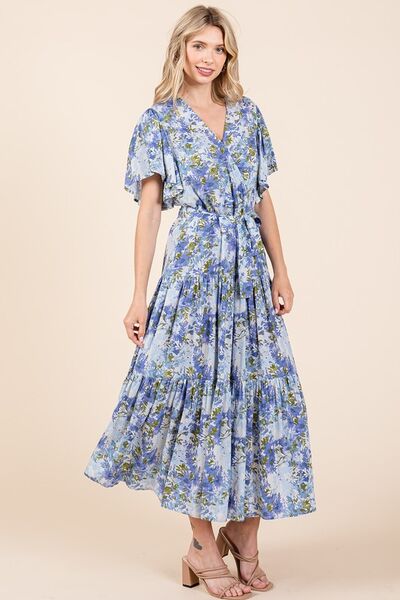 Mittoshop Floral Midi Dress Linen Blend Bow Tie Waist Flutter Sleeve Tiered e6119365-2061-4784-9a99-06122b62efff-Min Trendsi