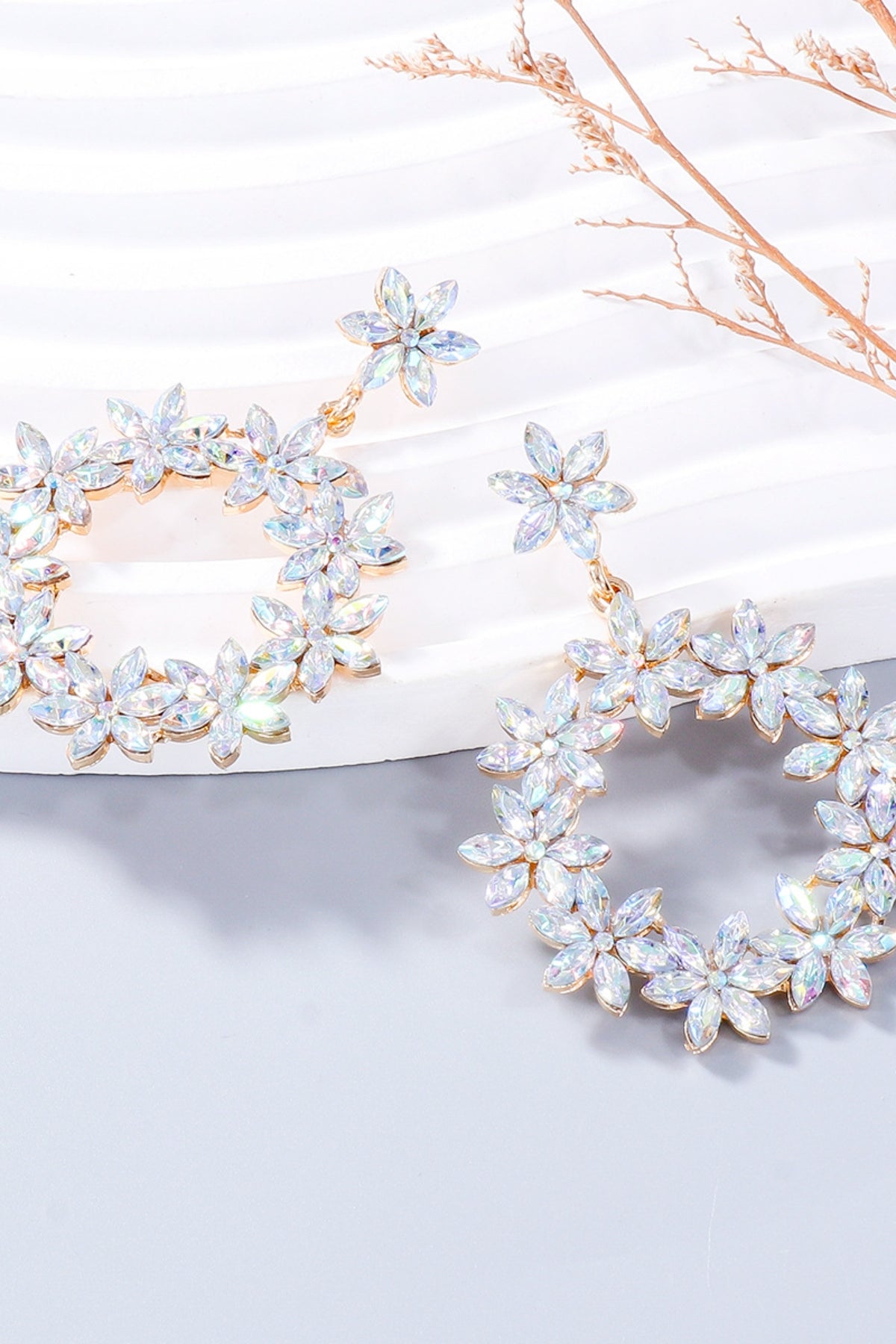 Dangle Earrings Rhinestone Flower Round Women Fashion Jewelry e62c2bfb-e253-4339-933c-148cdc4ea558-Max Trendsi