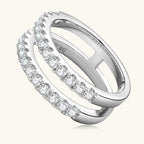 Double Layered Ring Moissanite Stone 925 Sterling Silver 18K gold-plated Jewelry Silver e62ef55b-72c9-448a-83f1-893664903277-Min Trendsi