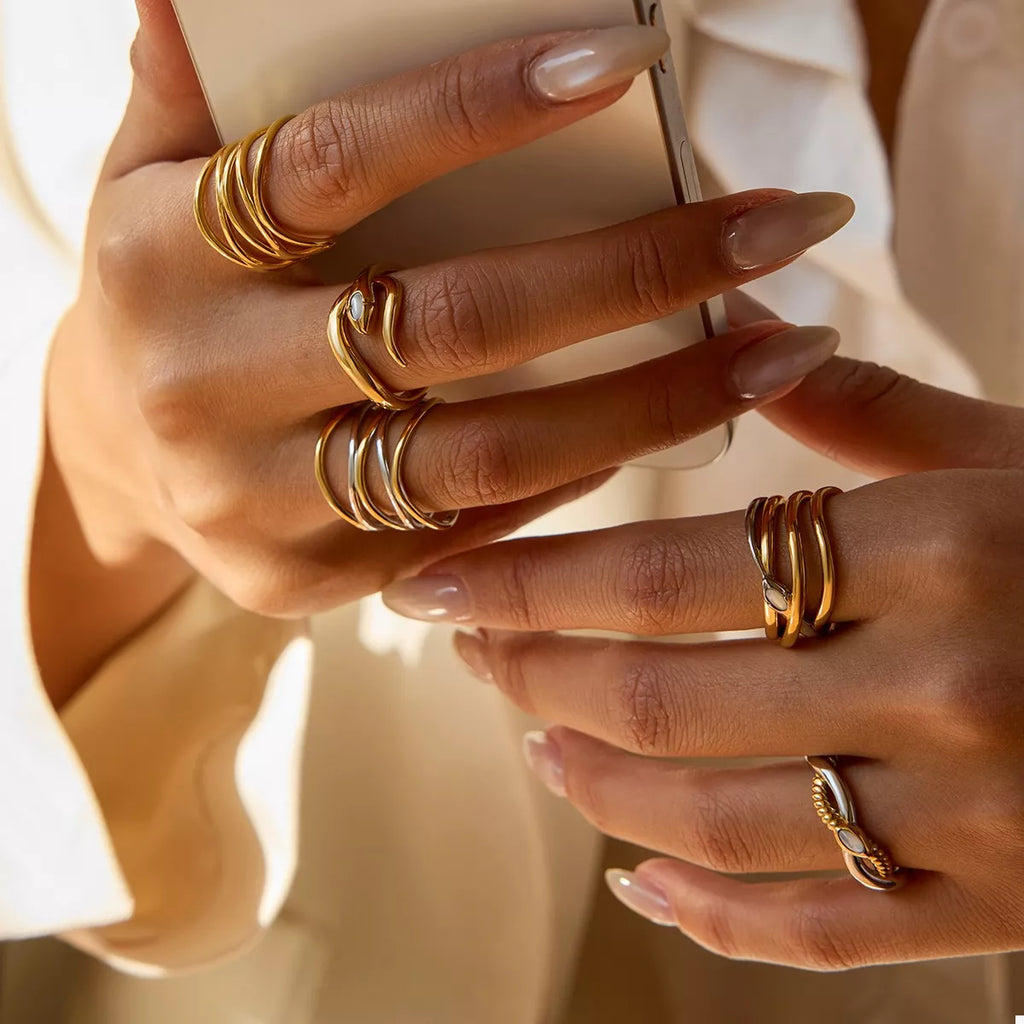 Open Ring 18K Gold-Plated Two-Tone Stainless Steel Women's Jewelry e6425477-486c-4ae3-bea5-df43abd9ab5f-Max-Origin Trendsi