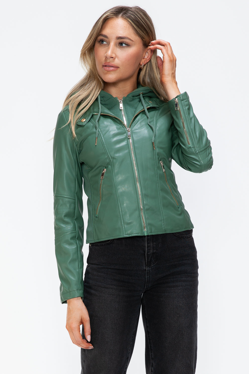 Snobbish Faux Leather Women Jacket Zip Hooded Pocketed Green Basic e643d9ac-baf8-41ff-b6aa-3426360118bb-Max_11f3ddc5-8d3c-4d16-a24d-7e7ae23b7466 Trendsi