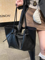 Knot-Detail Tote Bag in Large Size with PU Leather, Imported