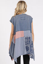 Mittoshop T-shirt Patchwork Mineral Washed Cap Short Sleeve Top e673868c-b3fb-4c81-b8ea-793a9b58cbc5-Min Trendsi