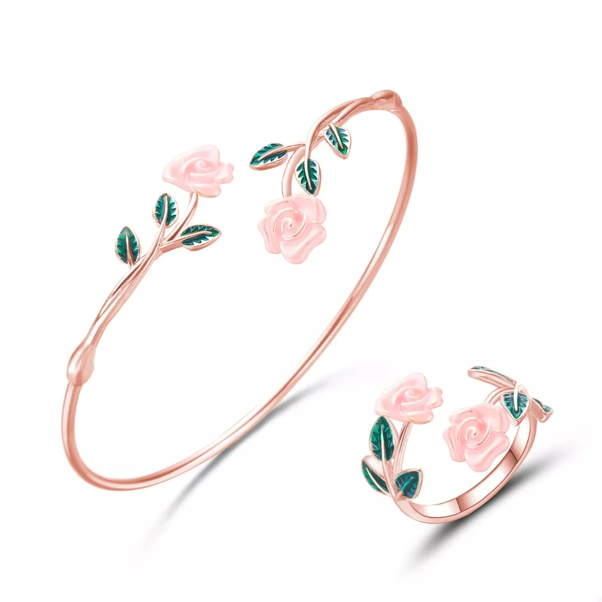 Womens Jewelry Set Ring and Bracelet Rose Bypass 18K Rose Gold-Plated e687e84f-b1de-4e13-a48c-9c3cce1b4a0f-Max-Origin Trendsi