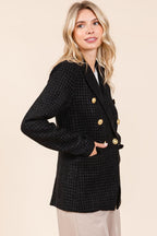 Mittoshop Plaid Blazer Texture Double-Breasted Long Sleeve e68b5d3e-1b4f-4226-a5e4-cd0bfaa9f9b3-Max Trendsi