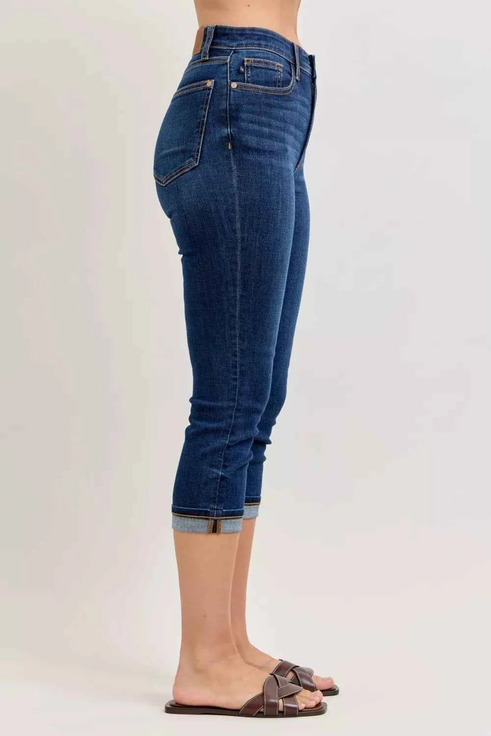 Judy Blue High Waist Capri Jeans with Single Cuff