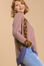 Umgee USA Waffle Knit Top Plus Size Leopard High-Low Dolman Long Sleeve e6b06430-77ca-4c76-9599-fe2f08b6f5ce-Min Trendsi
