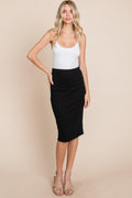BOMBOM Black Pencil Skirt Elastic Waist Slim Skirts Black e6c8f750-6a57-465b-aec9-cd42c40bf75d-Max Trendsi