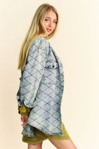 Denim Shacket Davi & Dani Light Blue Diamond Quilted Curved Hem e6d89f25-9480-4844-b749-569a0e5d99bb-Max Trendsi