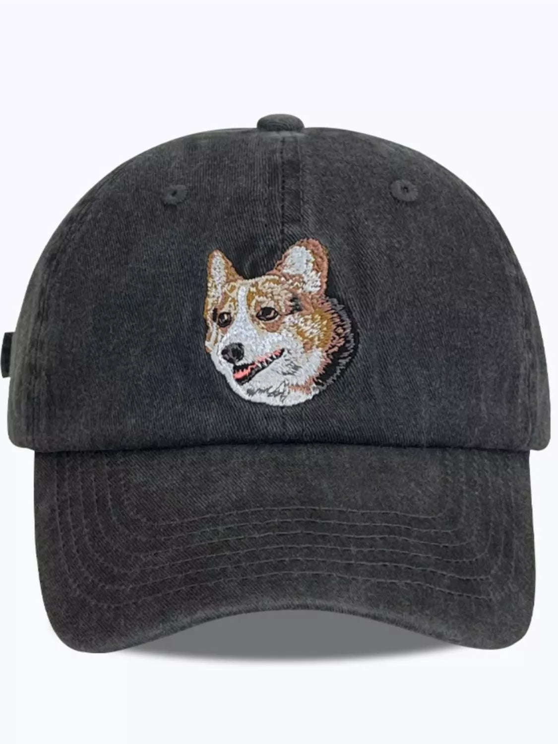 Baseball Cap Washed Denim Black Dog Embroidered Hat Corgi One Size e6eda36c-2ffb-4db8-b71f-3180d4fda36b-Max-Origin Trendsi