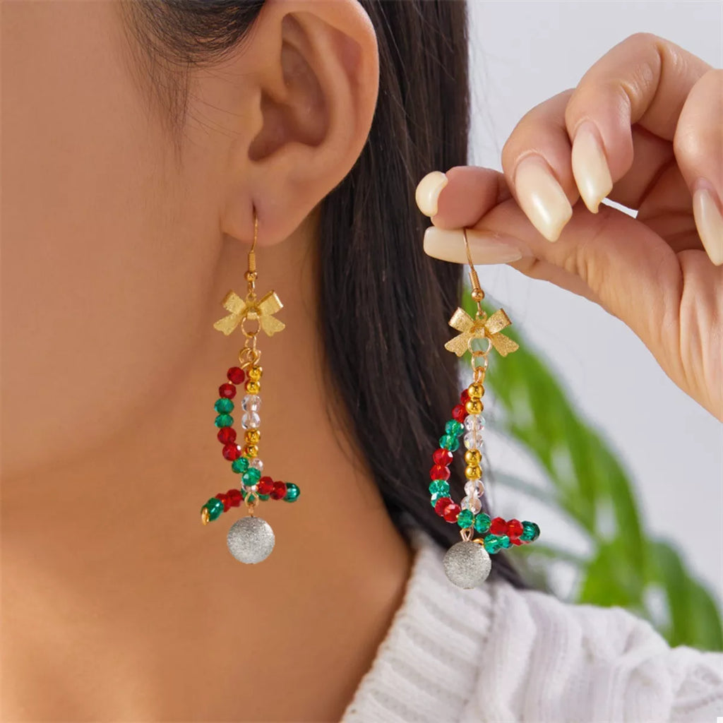 Christmas dangle Earrings 18K Gold-Plated Bead Bow e6f31117-6859-403b-89a7-c2e9ab69821c-Max-Origin Trendsi
