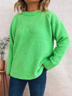 Women's Sweater Round Neck Raglan Sleeve Knit Pullover e722d958c4eb43f29e2723824d7558fc-Max-Origin Trendsi