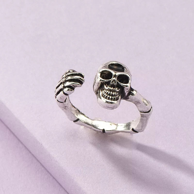 Skull Skeleton Women's Open Ring Silver-Plated e7372bb7-de52-4ea0-b380-cda8429a3553-Max-Origin Trendsi