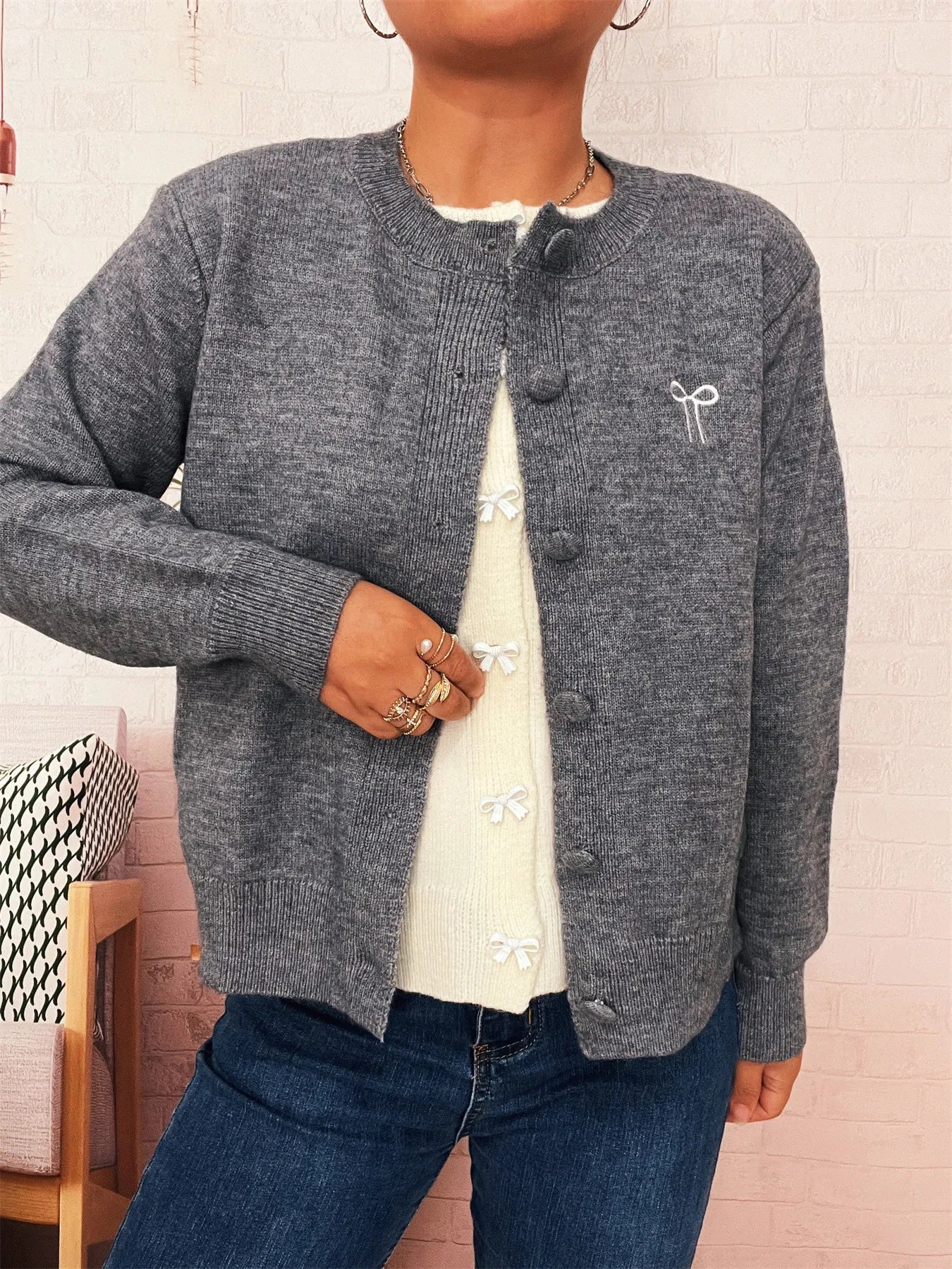 Women's Cardigan Button-Up Long Sleeve Embroidered Knit e73bf91888544dfab0f344f0d9bf40c6-Max-Origin Trendsi