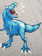 Boy's T-Shirt Children's Gray Cotton Dinosaur Graphic Short Sleeve Top e77f1978d4ef4d699716951d3a3d329d-Max-Origin Trendsi