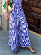 Women's Jumpsuit Gingham Plaid Smocked High Waist Wide-Leg Overall e7837195-d318-4985-bc96-d0e315af5635-Max-Origin Trendsi