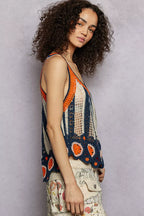 POL Flowy Tank Top Indigo Multi Stripe Pattern Openwork Knit with Scalloped Edge e7dd0246-767a-4e4c-9ce5-427150d6ffa4-Max-Origin Trendsi