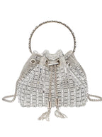 Rhinestone Embellished Mini Bucket Crossbody Bag