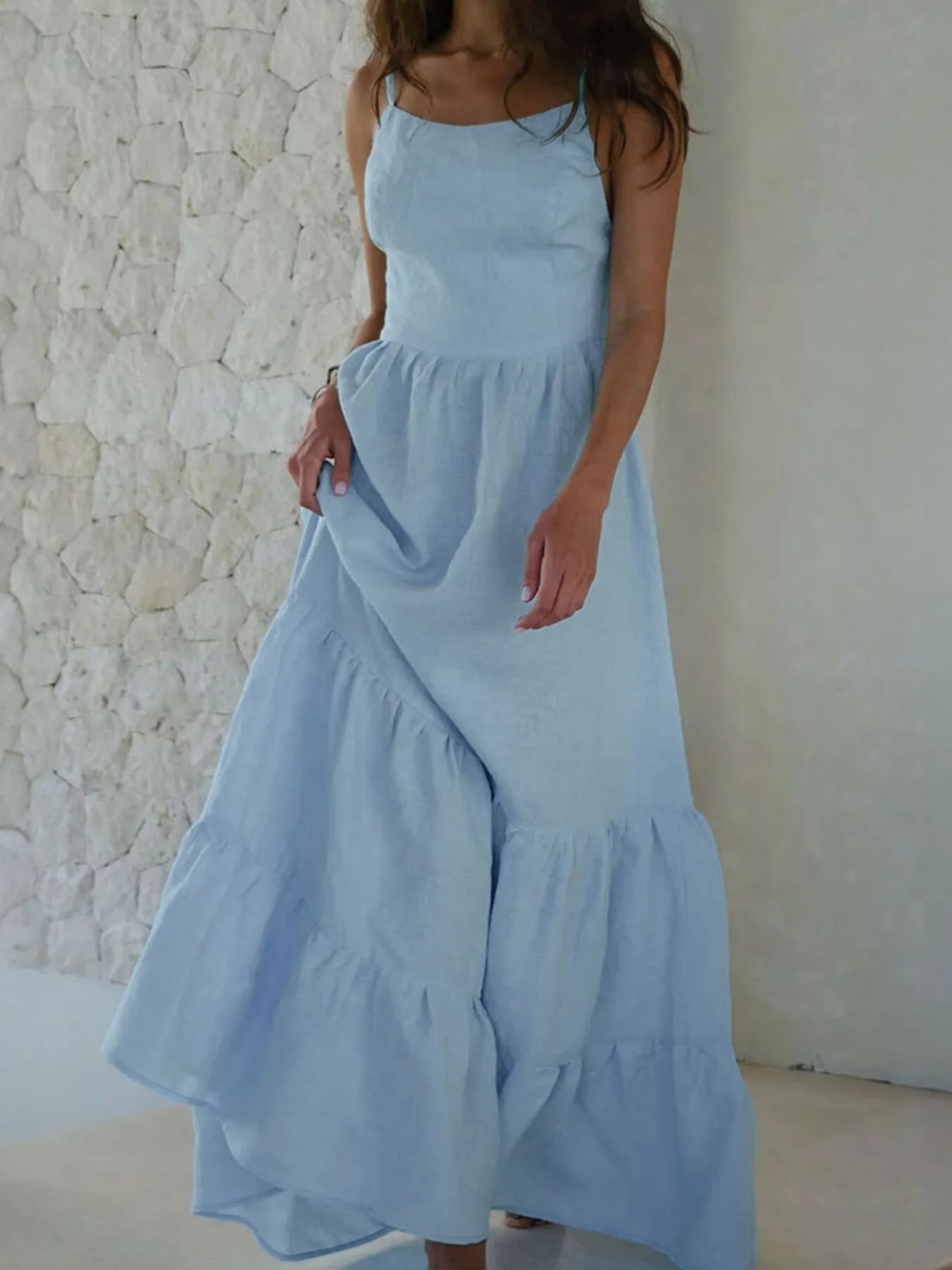 Maxi Cami Dress Cotton Backless Tiered with Ruffled Hem e7efca05-919b-40ac-a23d-0256475d937b-Max-Origin Trendsi