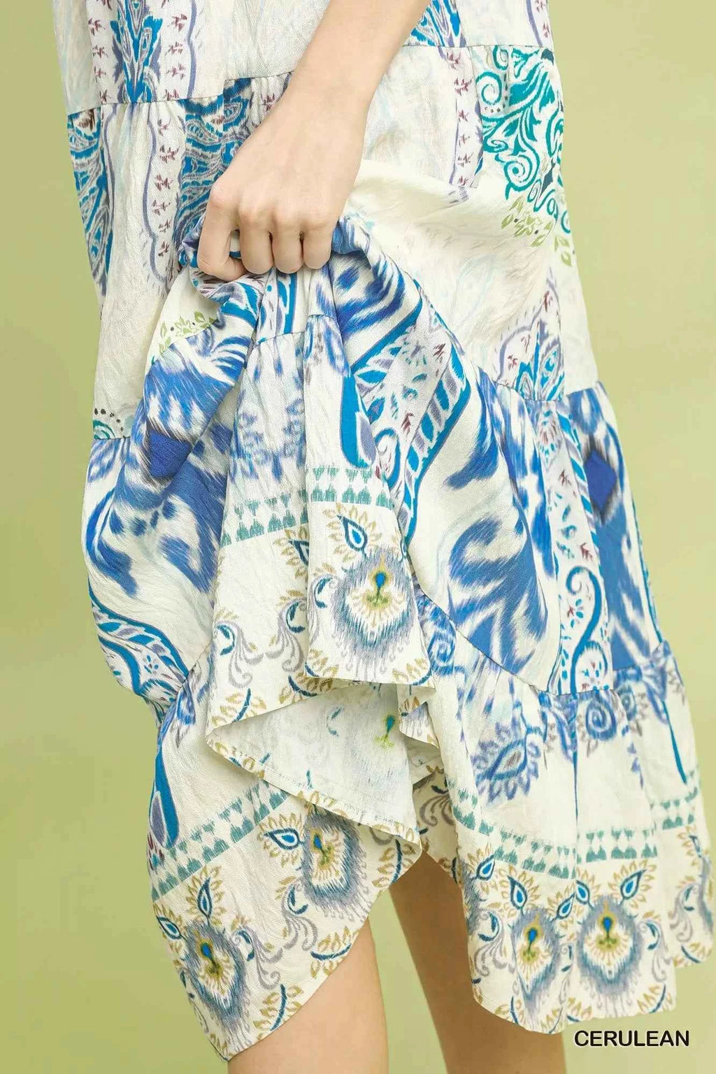 Umgee Midi Dress Blue Boho Boarder Print Ruffle Short Sleeve e7f53bf6-1c45-4455-b724-c2210117f80b-Max-Origin Trendsi