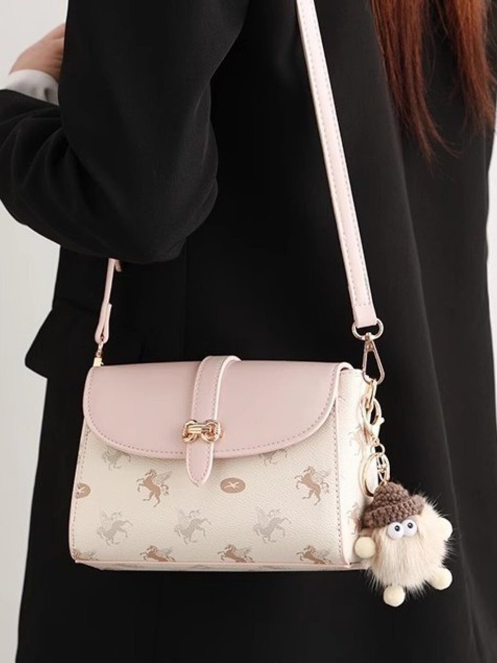 Pegasus Print Flap Crossbody Bag
