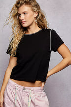 POL Contrast Stitching Round Neck Short Sleeve T-Shirt e83b295d-710d-40ce-8bd5-ad5badd551a5-Max-Origin Trendsi