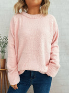 Women's Sweater Round Neck Raglan Sleeve Knit Pullover e8414f4d527f4702a188041a80c49164-Max-Origin Trendsi
