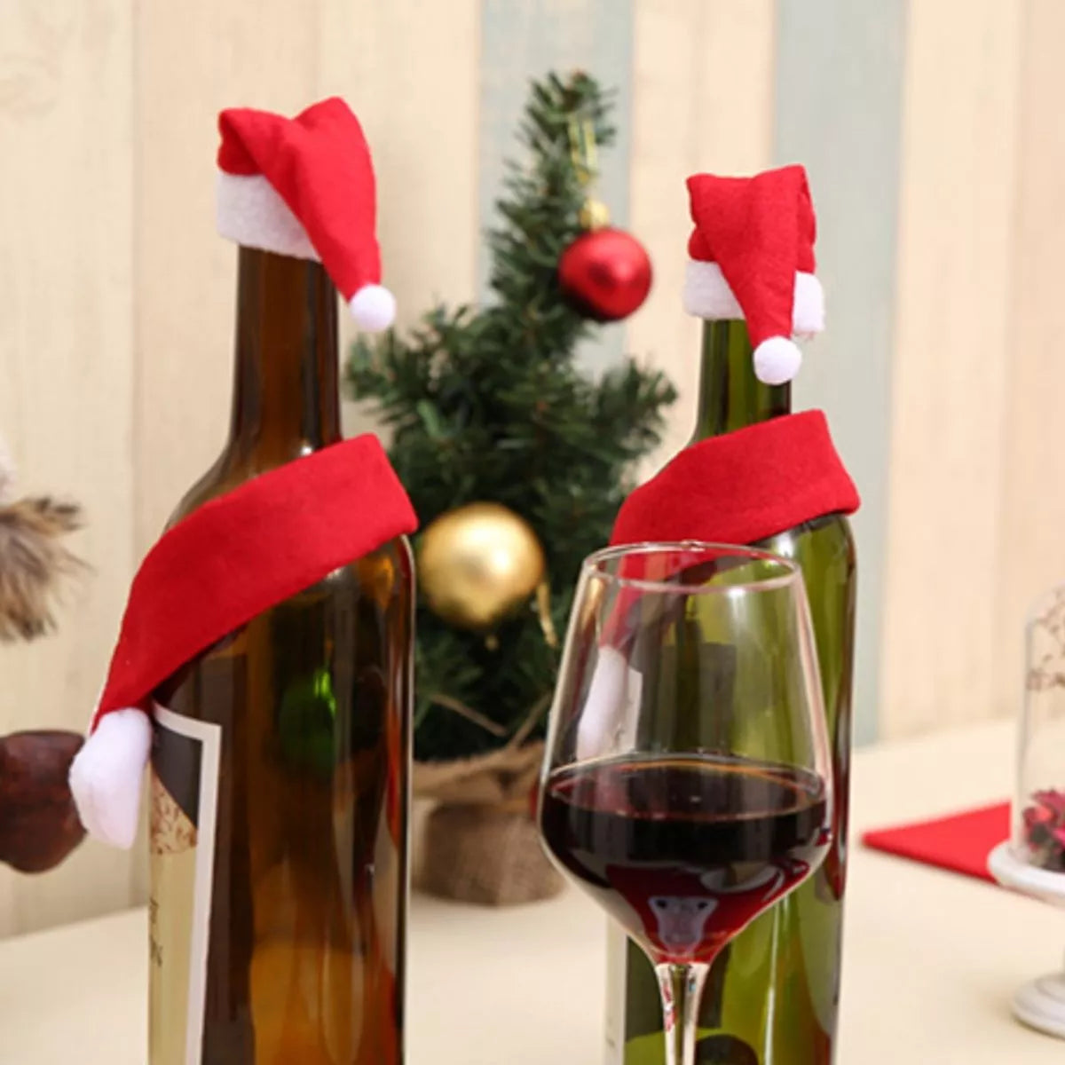 Christmas Wine Bottle Santa Hat & Scarf Decorative Covers 2 Piece e846d41e-7e80-4866-9628-1756053ecc5d-Max-Origin Trendsi