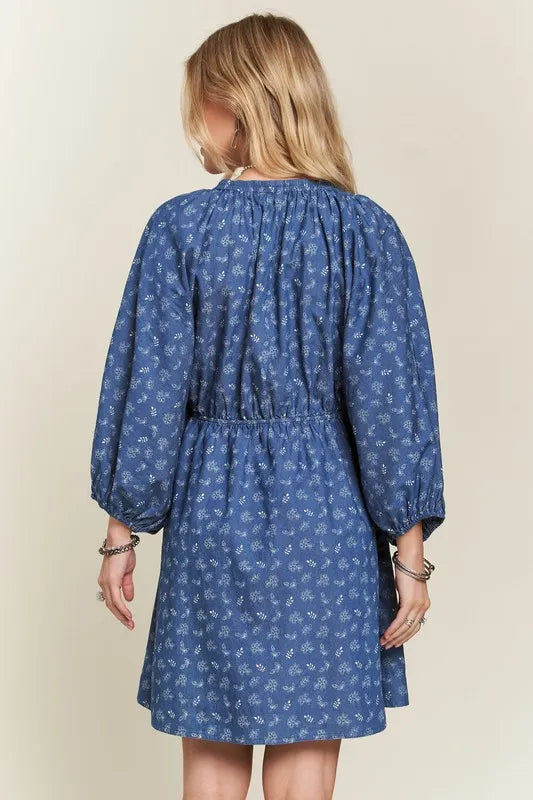 ADORA Mini Dress Batwing Long Sleeves Floral Blue V Neck Oversized e85e5c1e2a0d43dfbd048ab6e7f00b63-Max-Origin Trendsi